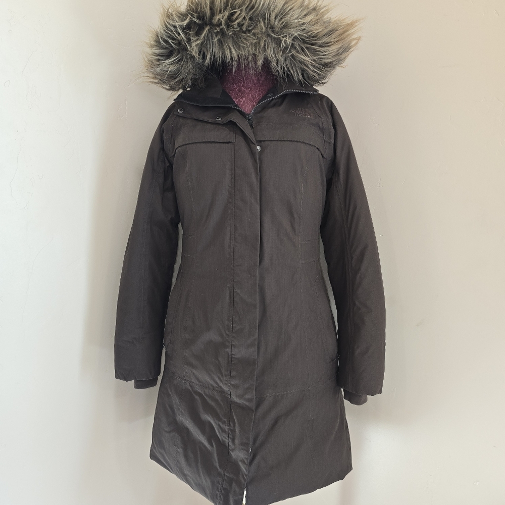 The North Face Winter Hyvent Goose Down Parka Coat Brown Fur Hood Women’s Size S